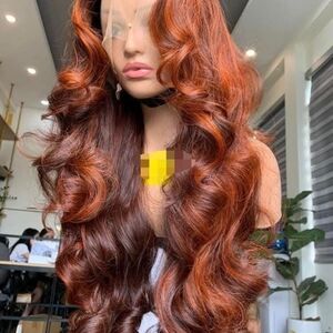 Luxurious Auburn Wavy Hair Wig